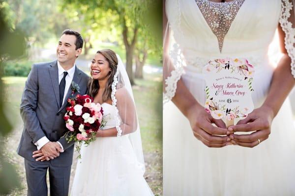 Bride holding the wedding fan program