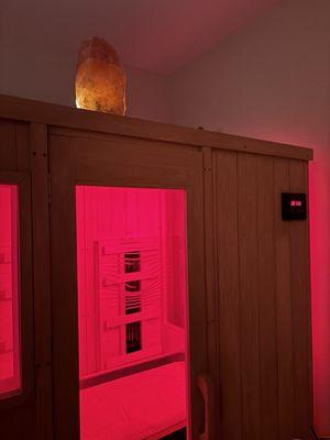 Trying out their infrared sauna!