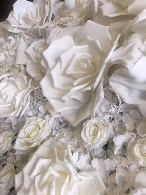 Our new 8 foot Flower Wall - Available for your event.