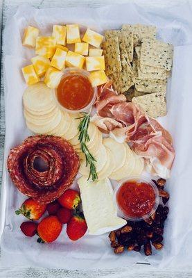 charcuterie with 2 meats, 2 cheeses and local honey