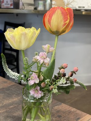 Loved the flowers on the tables-nice touch!