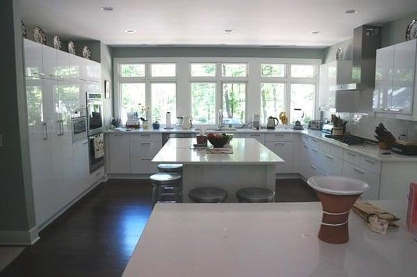 Kitchen using stock cabinets with well thought out details to create an elegant modern kitchen