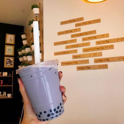 One of the most popular drink in house - Taro Milk + Green/Black Tea with Boba