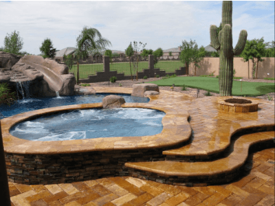 California Gold Ledger Panel and Tuscany Riviera Pool Coping