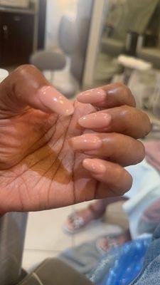 Natural Pink Acrylic Powder only! With a gel top coat