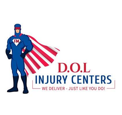 DOL Injury Centers Fed Man Logo - We Deliver -Just Like You Do