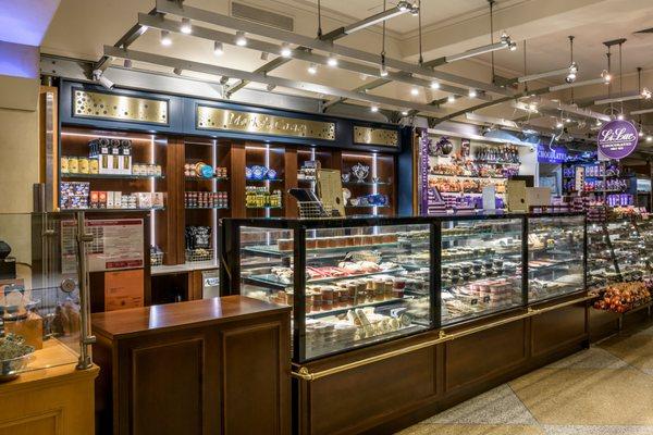 An inside view of the front case of Marky's Caviar inside Grand Central Station in New York.