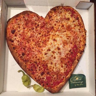 Valentines heart shaped pizza