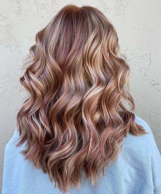 Copper with pops of blonde