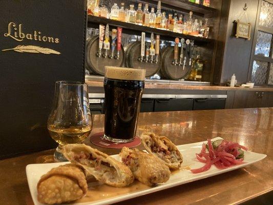 Reuben eggrolls with Guinness