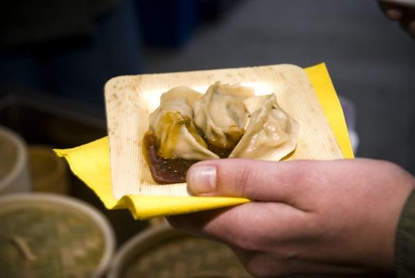 a typical serving on a bamboo plate