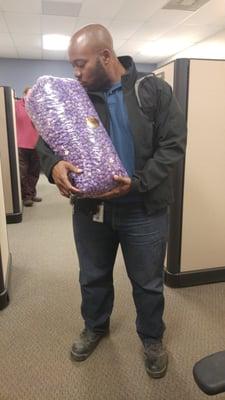 Huge batch of purple popcorn for my wife's baby shower