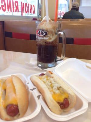 Cheese Coney Dog & Cheese Dog and Root Beer Float