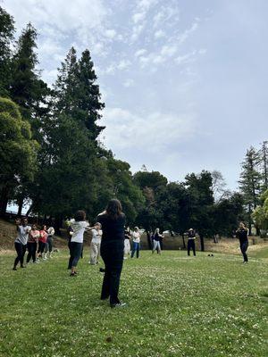 Practicing Qigong at Willow Street Frank Bramhall Park