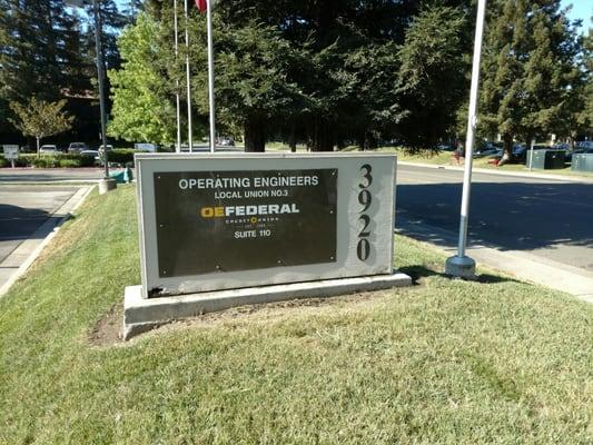 The credit union's street sign.