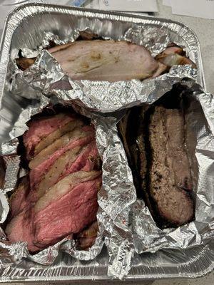 Turkey, tri tip, brisket