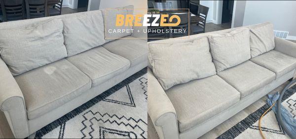 Upholstery Couch Cleaning  before and after! Look at the difference!