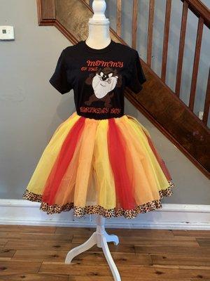 Customized adult tutu with embroidery appliqué t-shirt