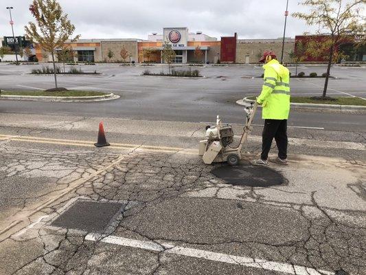 Road work at West Towne Mall