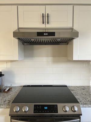 Installed cabinets & range hood