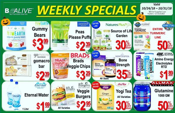 Weekly Specials 10/24 - 10/31. Have a great week everyone :)