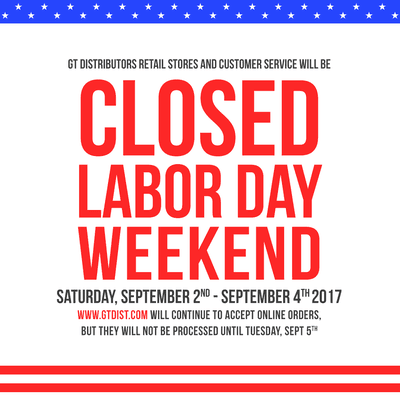 Just a reminder! We will be closed this weekend (9/2/2017 - 9/4/2017) so our people can get a chance to spend time with their families.