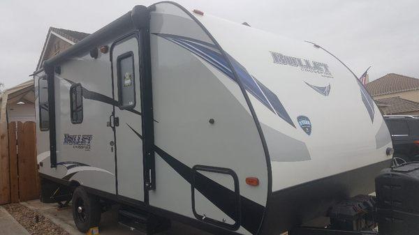 Brand new Keystone Bullet 19ft sleeps 4, it is lite weight for towing.