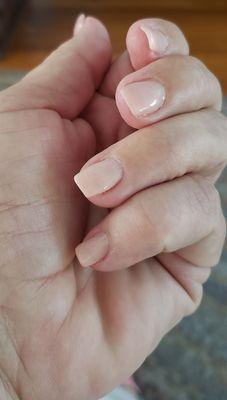 Dip manicure. Thin,  smooth,  not at all bulky.