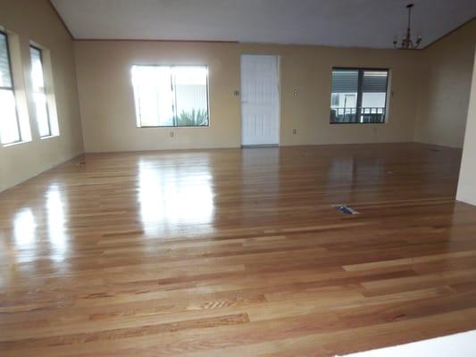 We literally salvaged this floor from the trash.  This floor is over 100 years old.  We re installed it and refinished it to look brand new.