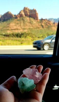 Would you rather have the rose quartz or blue fluorite?