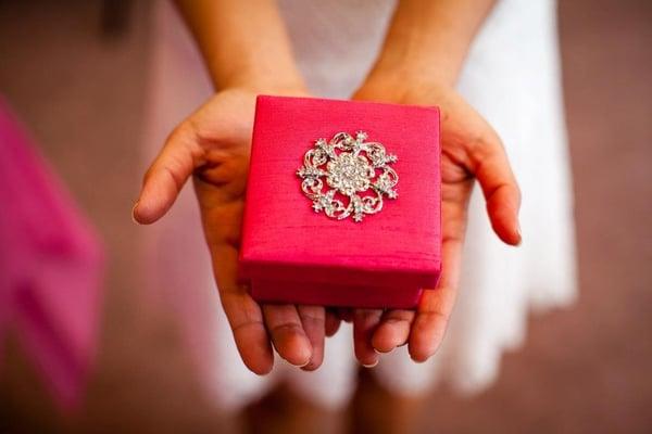 Pink favor box for bridal shower