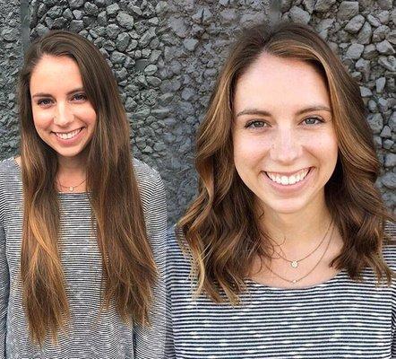 Face framing balayage, cut and style by Analee