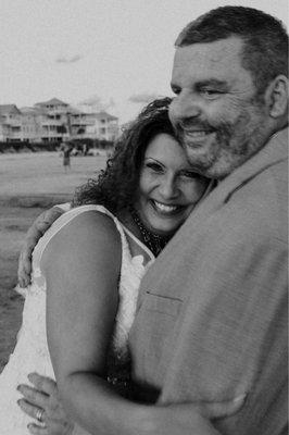 Houston destination wedding photographer- Galveston island - black and white