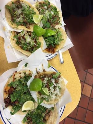 Lengua, al pastor, tripes tacos