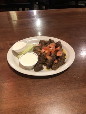 World's Best Bull Bites (Tenderloin Tips)!!! Also pictured... World's Best Creamy Horseradish. So much greatness in one spot!