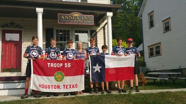 A select group of Scout Troop 55 from Houston,Texas; the largest troop in the U.S.A.