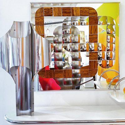 Robert Sonneman Lamp, Hal Bienenfeld Mirror