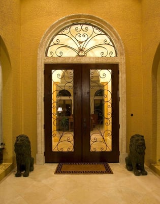 Naples FL residence door grilles.  Each grille is hinged to allow for easy window cleaning.