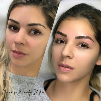 Before (not my work) & After (my work) of Combo Brows