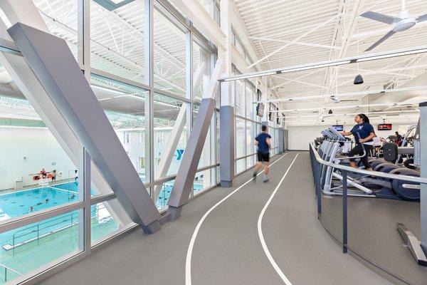 Elevated indoor track at the Northwest Y.