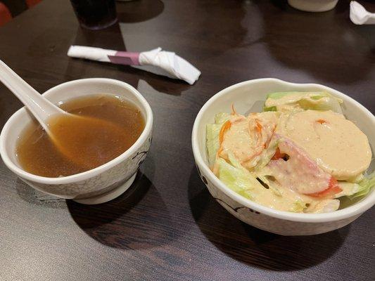 Onion Soup and salad.