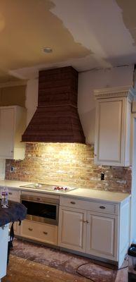 Industrial brick backsplash