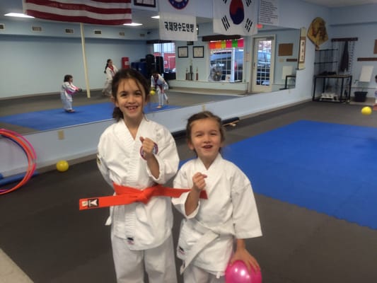 My two youngest at my dojang......future black belts!