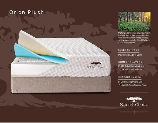 Natural, lots of support and one of the most durable mattress made.  20 yr warranty