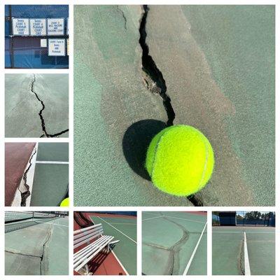 Blue Ash Rec Center tennis courts are horrible! You can trip in the cracks and every court is dangerous. Worst courts in the state