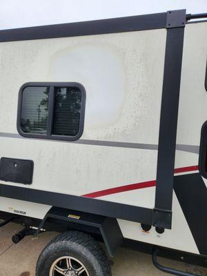 This camper was sold as new.  Repair showed up in the paint 2 years later.  I was told nothing they can/will do.