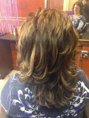 Color highlights cut Blowdry by Rebecca