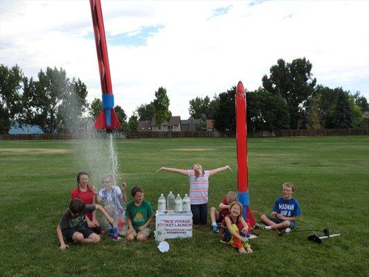 The joy of a double launch of our air/water nine foot rockets. We have joy!!