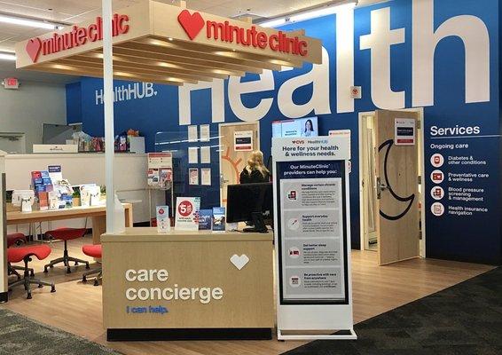 The HealthHub area inside this CVS provides a variety of services after checking in.