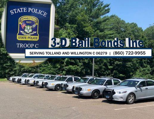 State Police Troop C Tolland Bail Bondsmen. Affordable bail bonds 24 hours a day.